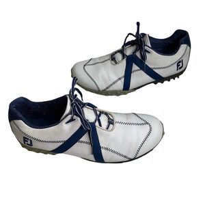 FootJoy M Project Spikeless Golf Shoes Mens 10M White Blue Leather 55213